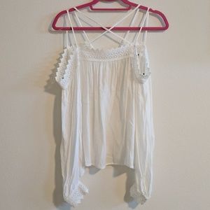 💲Boho Cold Shoulder Long-sleeve Top